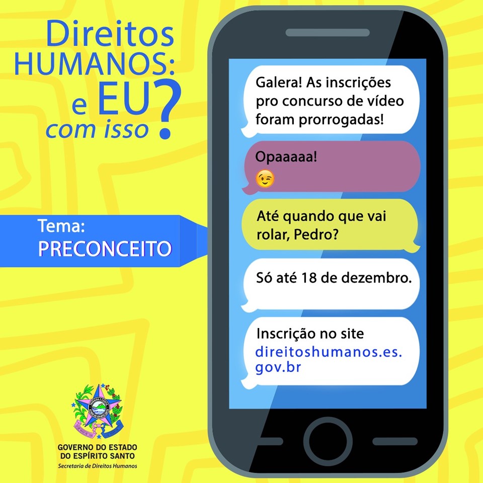 Inscrições prorrogadas para o concurso de vídeos “Direitos Humanos: e eu com isso?”