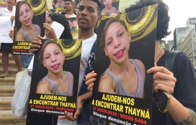 Protesto pediu ajuda para encontrar menina Thayná 400x255 - Ossada é achada em área usada por sequestrador da menina Thayná, diz delegado após megaoperação