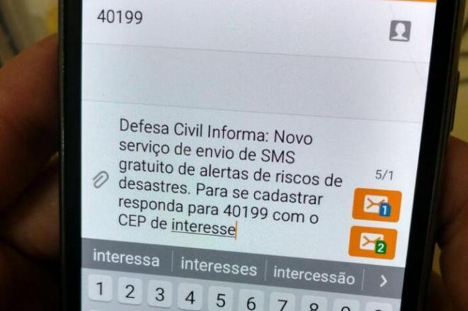 Defesa Civil inicia cadastramento para envio de alertas