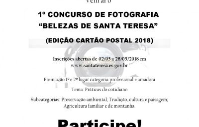 183 divulgacao evento 400x255 - 1° CONCURSO DE FOTOGRAFIA "BELEZAS DE SANTA TERESA"