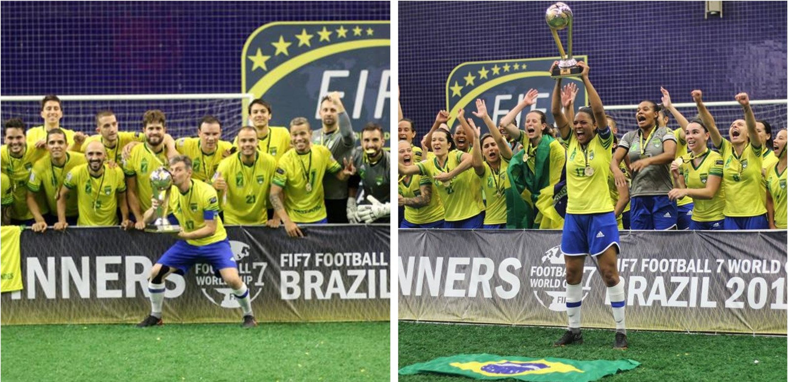 Brasil é campeão da Copa do Mundo de futebol 7 no masculino e no feminino