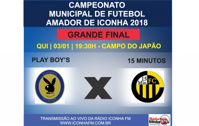 CAMPEONATO MUNICIPAL DE ICONHA 0301 grande final do campeonato municipal playboys e 15 minutos 400x255 - Play Boys e 15 Minutos fazem a decisão do Campeonato Municipal de Iconha nesta quinta feira
