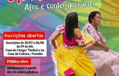 DIVULGAÇÃO 400x255 - Oficina gratuita de Dança Afro e Contemporânea promove a cultura em Fundão/ES.