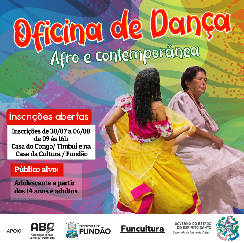 Oficina gratuita de Dança Afro e Contemporânea promove a cultura em Fundão/ES.
