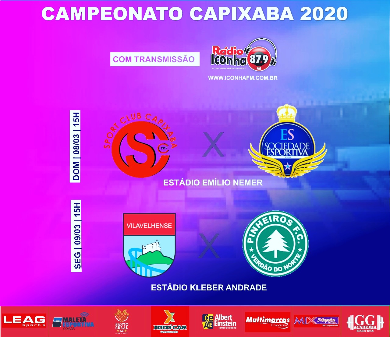 Dois Jogos do Campeonato Capixaba série B serão transmitidos pela Rádio Iconha fm maleta esportiva