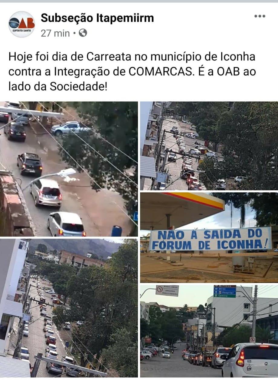 OAB organiza carreata contra o fechamento do Fórum de Iconha