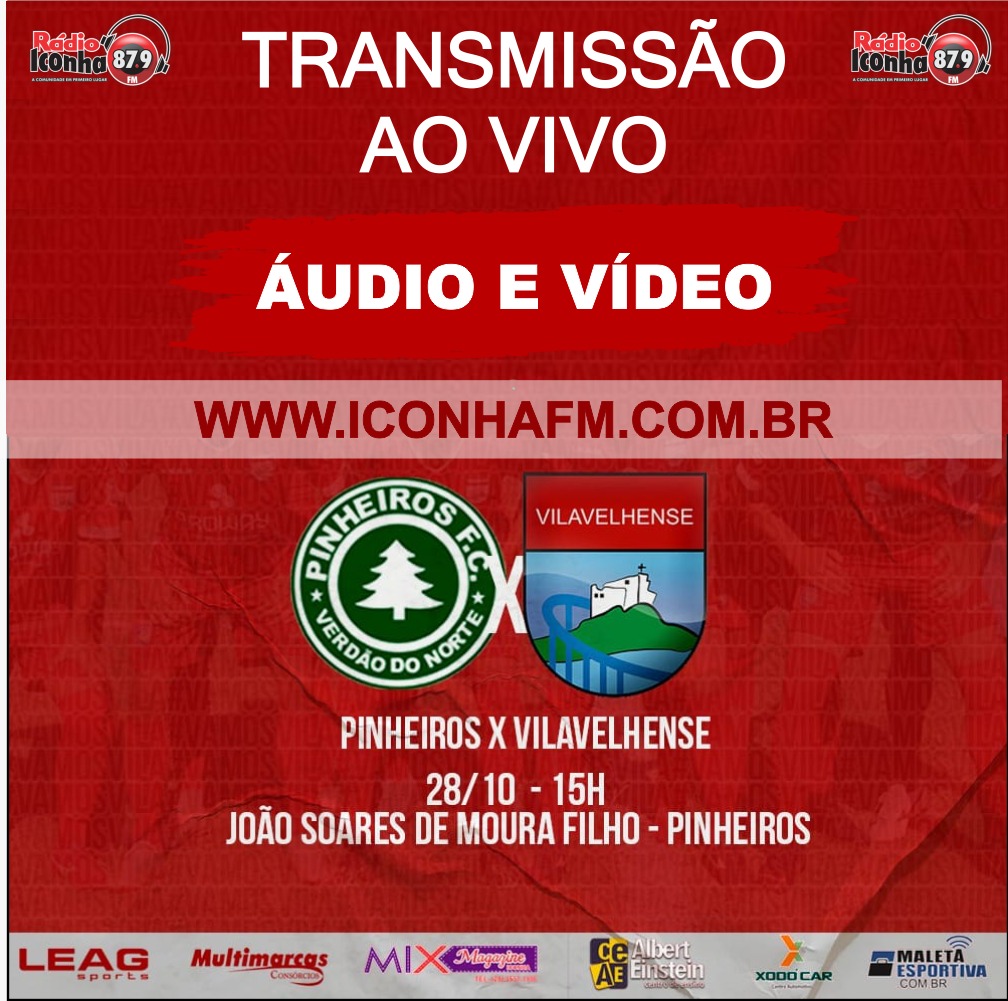 Rádio Iconha FM transmite Pinheiro x VilaVelhense pela série B do Capixaba com áudio e vídeo em tempo real
