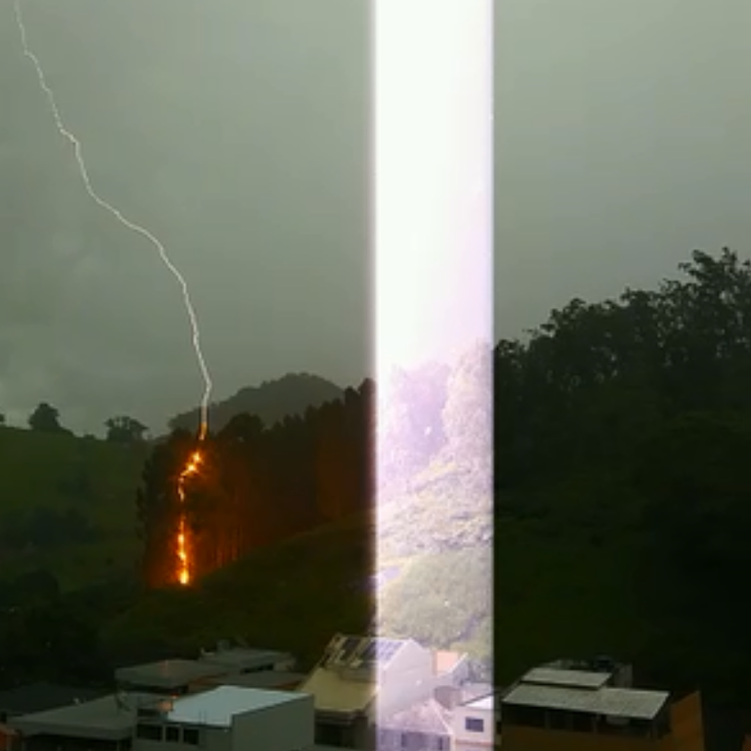 Morador filma queda de raio no centro de Iconha; assista