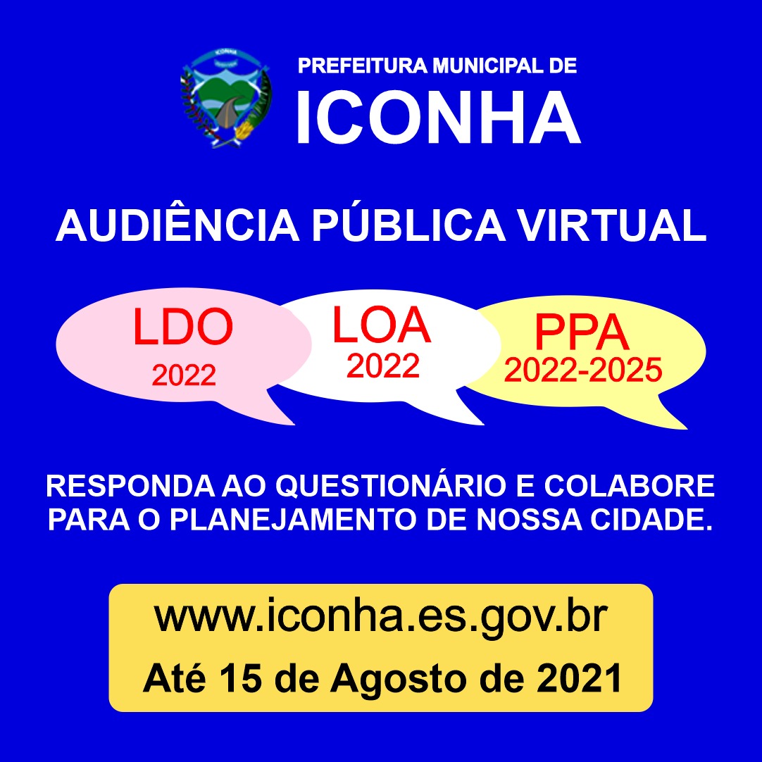 Prefeitura começa a receber propostas e reivindicações da população para elaborar LDO, LOA 2022 e PPA 2022-2025