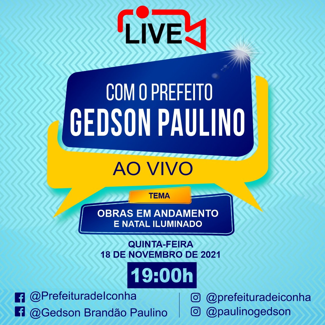 Prefeito de Iconha fará live para esclarecer população sobre obras na cidade.