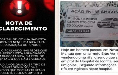 galpe 400x255 - É golpe , Golpista vende rifas fakes em prol do Hospital de Iconha