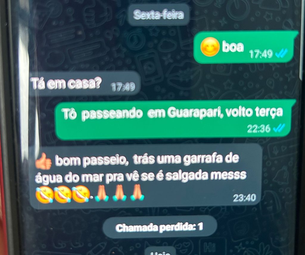 mensagem 1024x856 1 - Corpo de artesão aparece na areia da Praia de Piúma