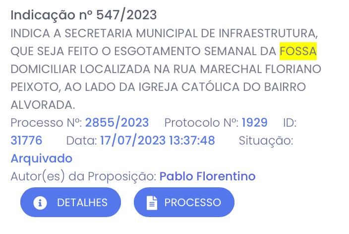 03 - Vereador Pablo Florentino pede saneamento básico nos bairros de Anchieta , com urgência