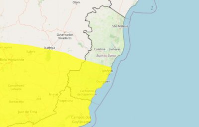 tempo 400x255 - Instituto prevê chuvas intensas em 44 cidades capixabas