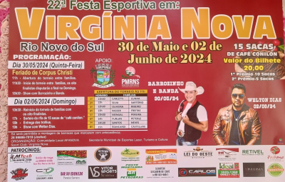 festa virginia nova 01 400x255 - Música, esporte e alegria neste final de semana na 22º Festa Esportiva de Virginia Nova Distrito de  Rio Novo do Sul