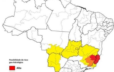 chuvas no es 400x255 - Espírito Santo tem risco alto de inundações e enxurradas nesta segunda (4), segundo Cemaden