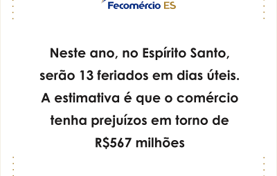 Feriados2018ImpactoComércio 400x255 - Impacto dos feriados 2018 no comércio capixaba