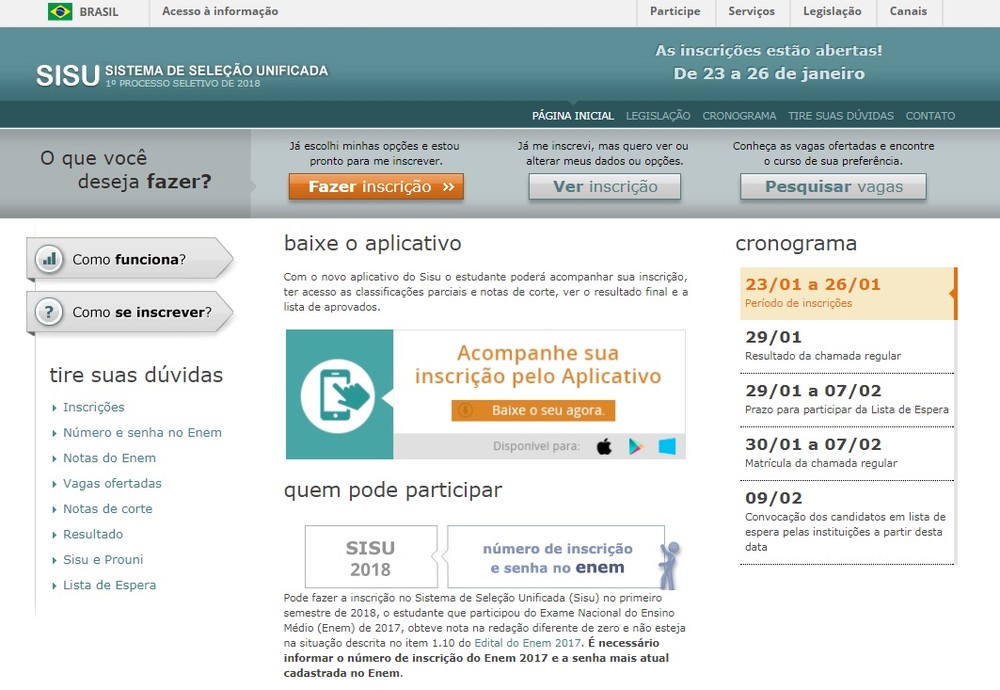 Começam hoje as inscrições para o Sisu