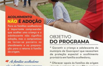 Setac realiza cadastramento de famílias interessadas em participar do Programa Família Acolhedora e Extensa de Guarapari Destaque 400x255 - Setac realiza cadastramento de famílias interessadas em participar do Programa Família Acolhedora e Extensa de Guarapari