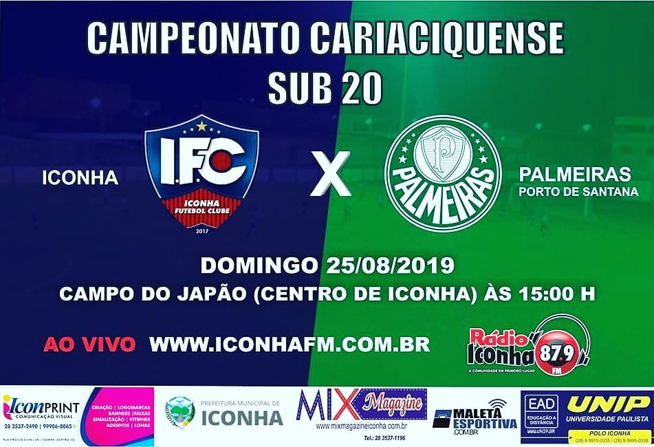 Em casa, Iconha FC enfrenta o líder da competição, o Palmeiras de Porto de Santana
