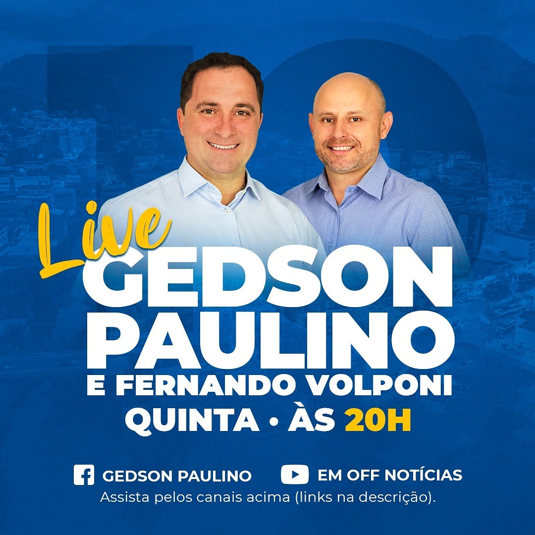 Nesta quinta-feira Gedson e Fernando farão live no facebook para mostrar suas propostas a população