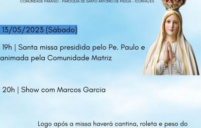 346105536 658344022773678 2199438274950931320 n 400x255 - Bairro Paraiso em Iconha Celebra Nossa Senhora de Fatima no Próximo sábado