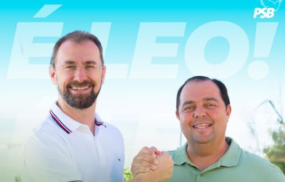 Leo portugues e Fabricio Petre 400x255 - Em Anchieta : Léo Português é oficialmente lançado como candidato à Prefeitura