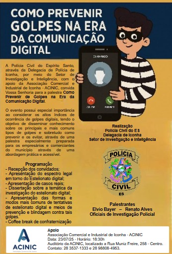 Polícia Civil promove palestra em Iconha sobre como se prevenir de golpes na era digital
