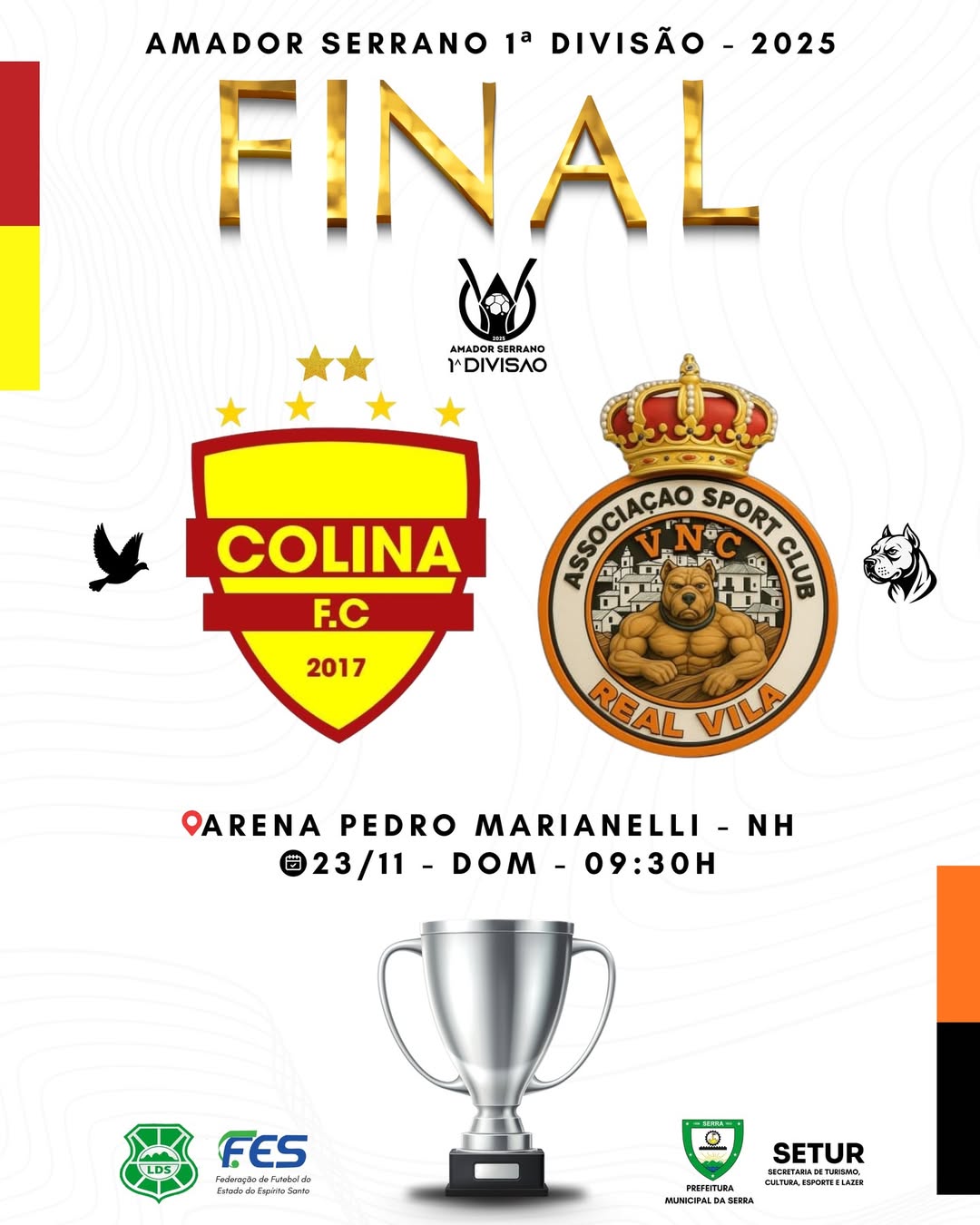 É DIA DE FINAL Tensão, Expectativa e transmissão ao vivo da Grande Final do Amador Serrano 1ª Divisão – 2025