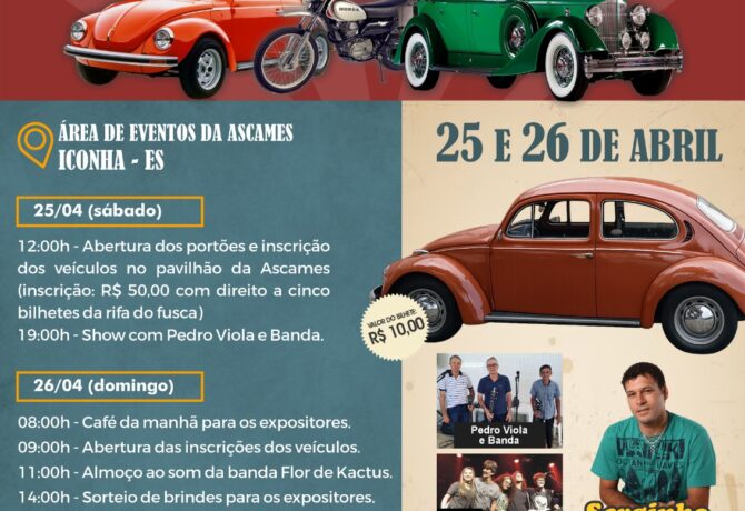 WhatsApp Image 2026 04 23 at 09.13.31 670x460 - 7º Encontro de Fuscas e Carros Antigos movimenta Iconha neste fim de semana